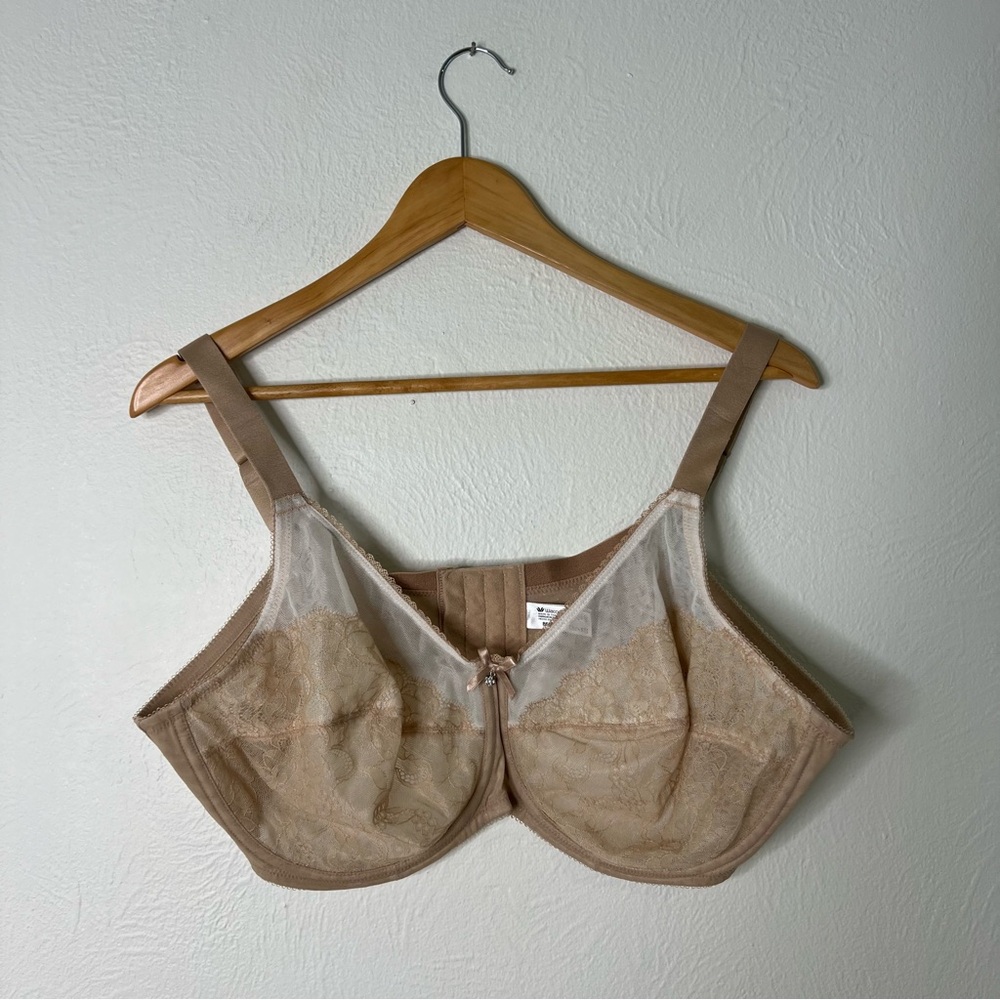Wacoal Retro Chic Full Figure Underwire Lace Bra Beige Support Size 46D